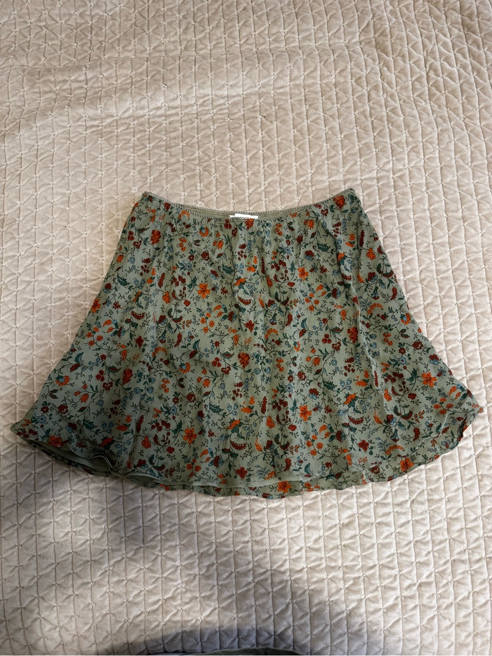 Reformation Sage Green Floral Circle Skirt